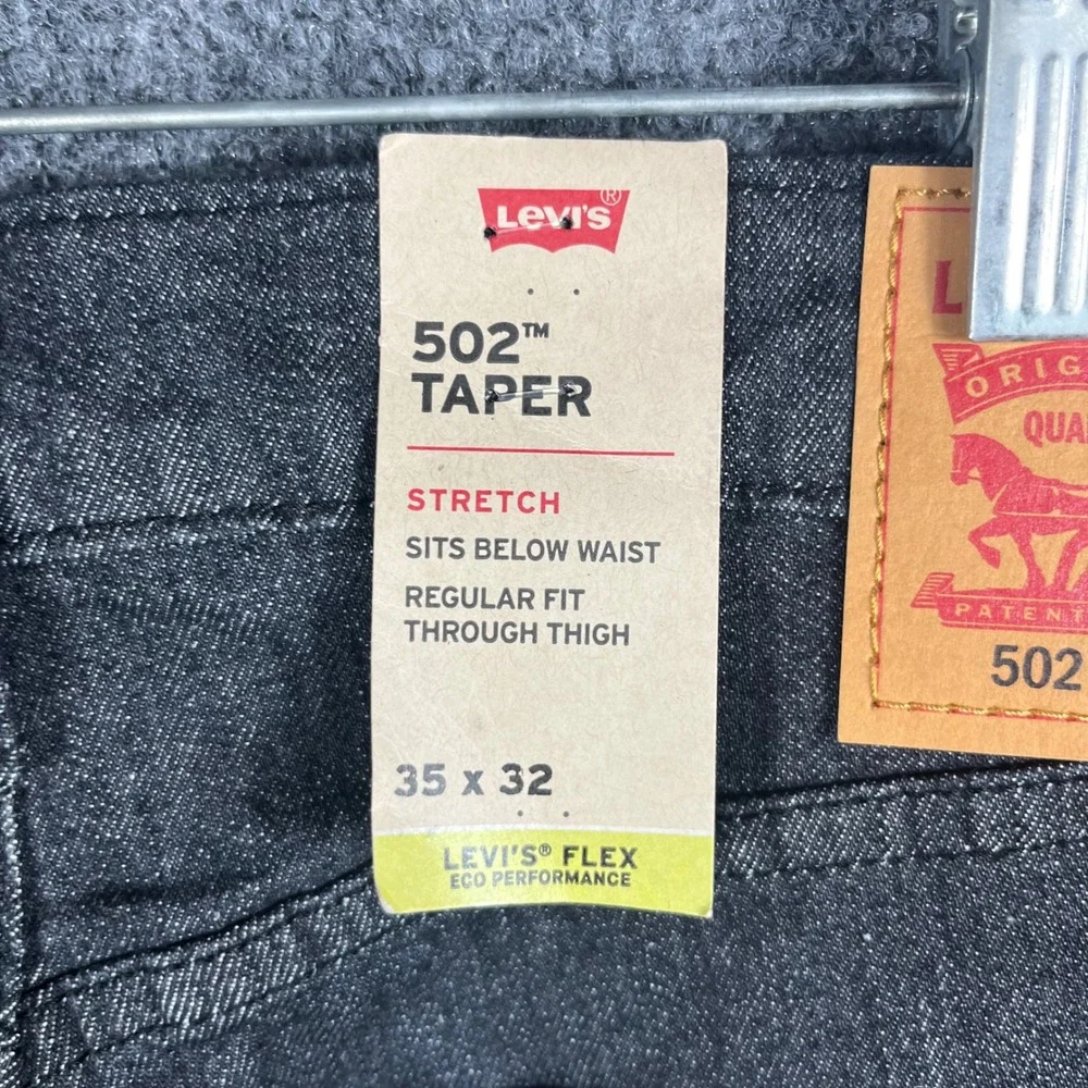 Levi's 502 Taper Jeans Mens 35 Black Levi's Flex Eco Performance Stretch